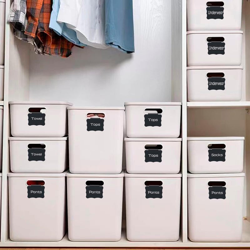 badigo Reusable Storage Bin Labels - Clip On Closet & Basket Holder with 2 White Chalk Labels - Image 5